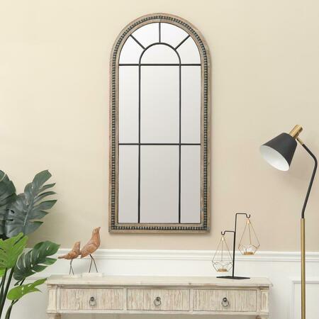FACELIFT FIRST Luxen Home Natural Wood Metal Insert Window Wall Mirror FA3264990